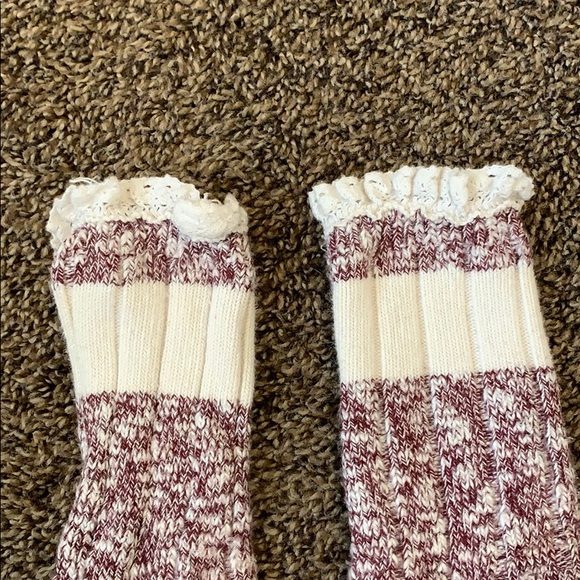 Maroon & White Ruffled Socks - Picture 5 of 5